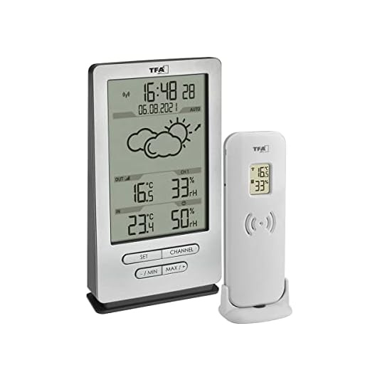TFA Dostmann Funk Wetterstation Xena, 35.1162.54, mit Außensensor, Innen und Außentemperatur messen, mit Wettervorhersage, inkl Funkuhr, Luftfeuchtigkeit, batteriebetrieben, silber