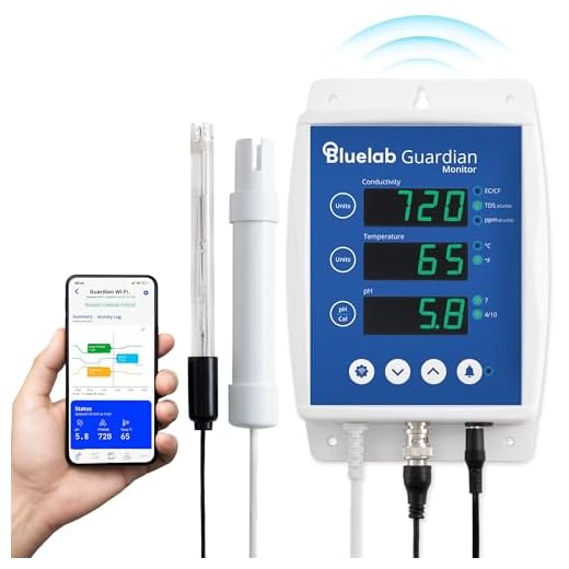 Bluelab Guardian Monitor Wi-Fi – Echtzeit-Messung von pH, Temperatur & Leitfähigkeit (TDS) im Wasser, kalibrierbar, 3-in-1 Digitales Nährstoffmessgerät – Für Hydroponik & Indoor-Pflanzenzucht