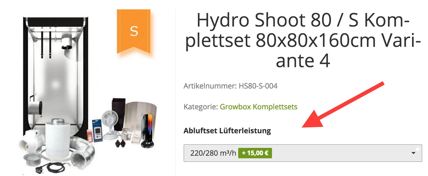 Grow-Shop24.de Komplettset Lüfter Upgrade