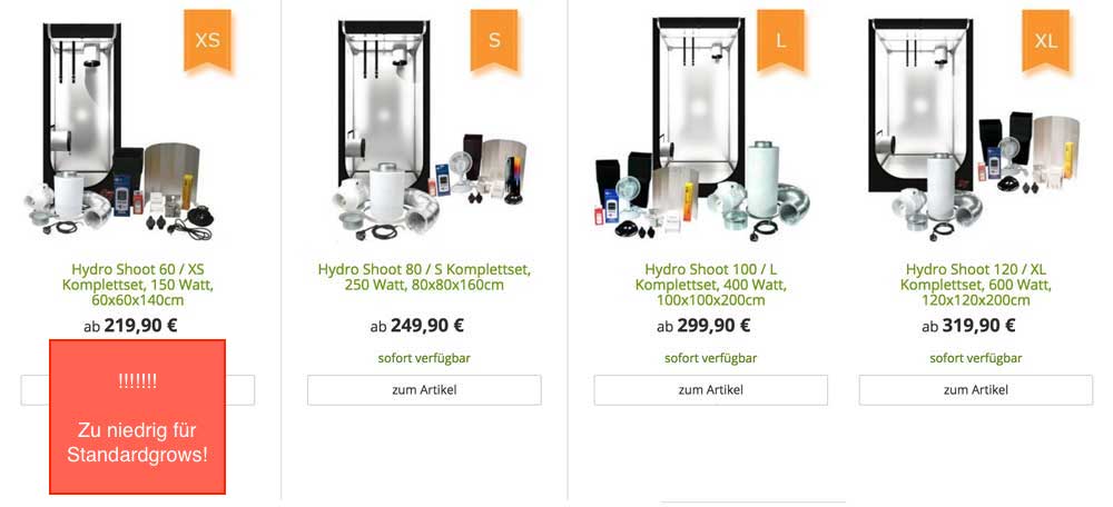 Grow-Shop24.de Hydroshoot Low Budget Komplettsets