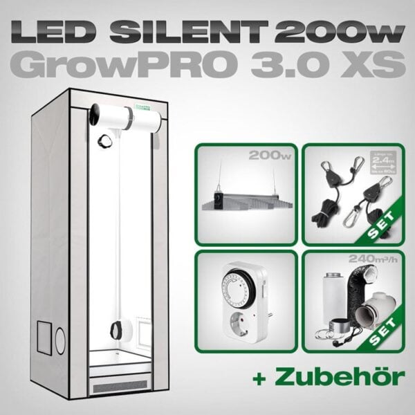 Growbox Komplettset LED GrowPRO XS + 1x EVO 3-60 1.5 Growbox Komplettset LED GrowPRO XS + 1x EVO 3-60 1.5