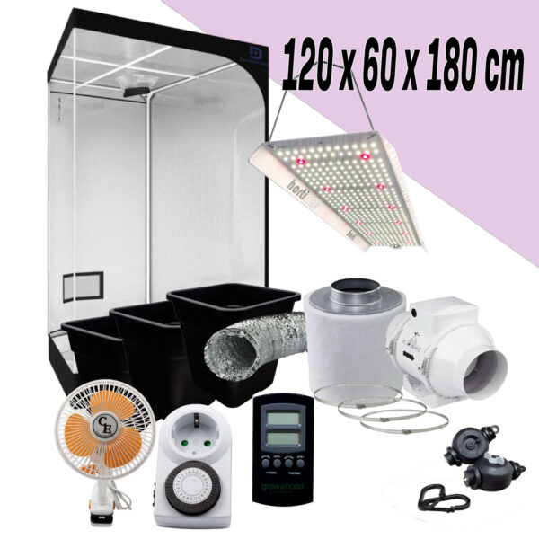 LED Low Budget Growbox Komplettset, hortiONE LED, 120 x 60 x 180cm LED Low Budget Growbox Komplettset, hortiONE LED, 120 x 60 x 180cm