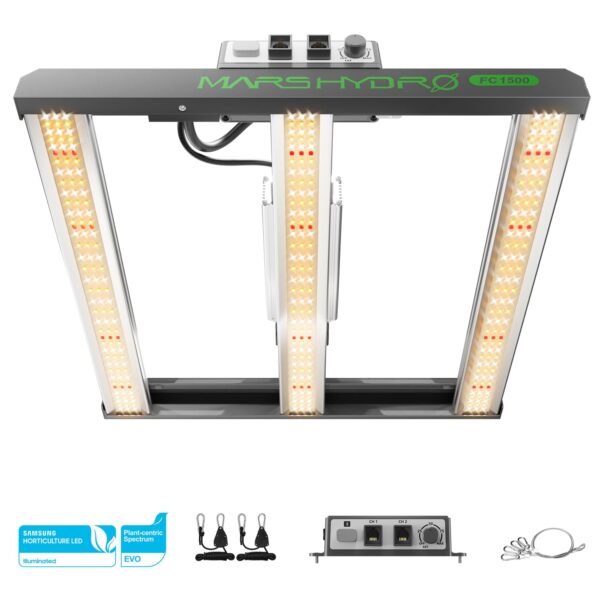 MARS HYDRO Smart FC1500 LED Grow Lampe 150W Samsung LM301H EVO Abdeckung Vollspektrum Pflanzenlampe Daisy Chain dimmbare Bar Wachstumslampe für Zimmerpflanzen, Gemüse, Blume