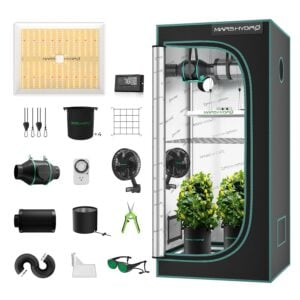 MARS HYDRO TS1000 Growzelt Komplettset mit Digitaler Temperatur und Feuchtigkeitsregler,LED Dimmbar Grow Lampe,80X80X160cm 1680D Hohe Reflektivität Grow Box Komplettset,4"...